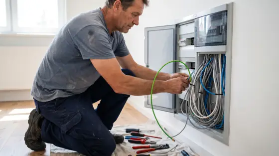 Exemple de site pour électricien, vu sur un téléphone