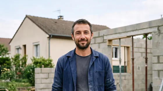Exemple de site pour maçon, vu sur un téléphone