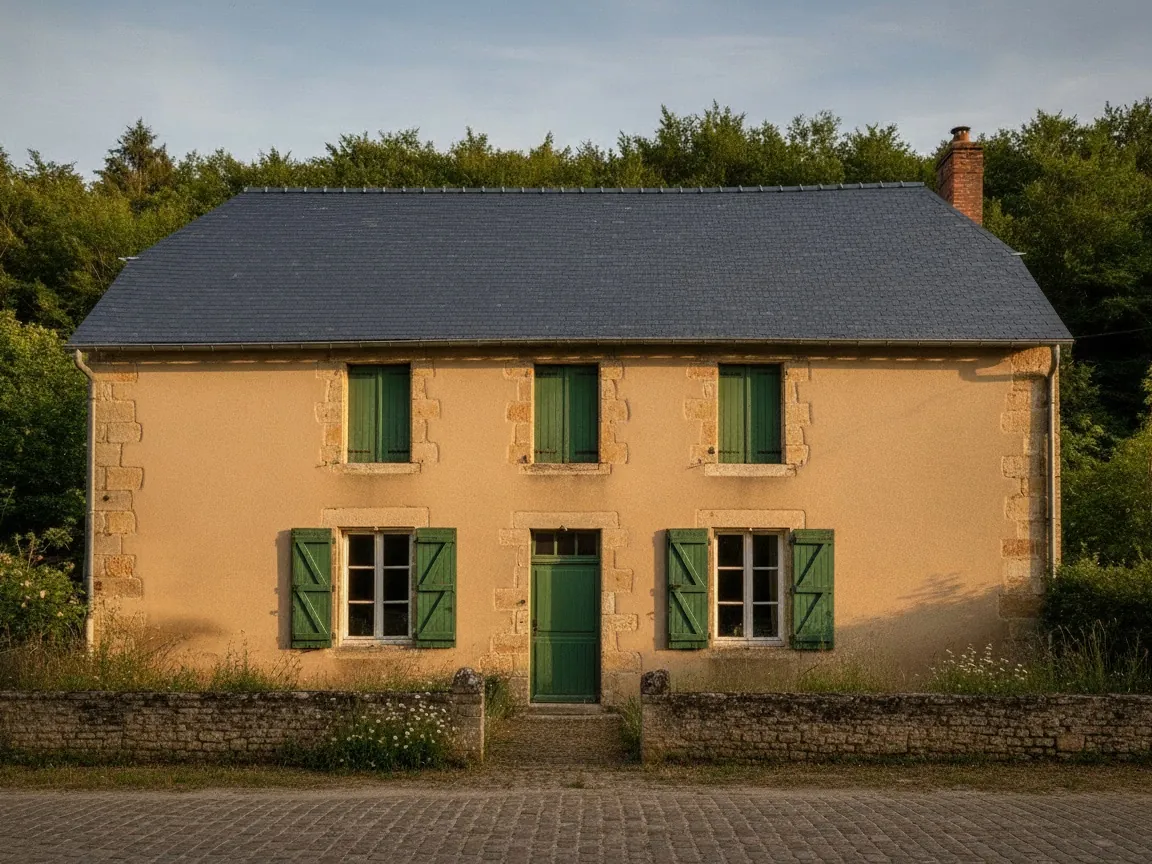 La même maison, toit en ardoise naturelle bleu-gris